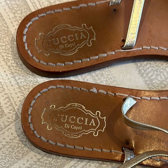 Tuccia Di Capri Silver Rhinestone Strappy Sandals - Size 37 - Picture 2 of 7